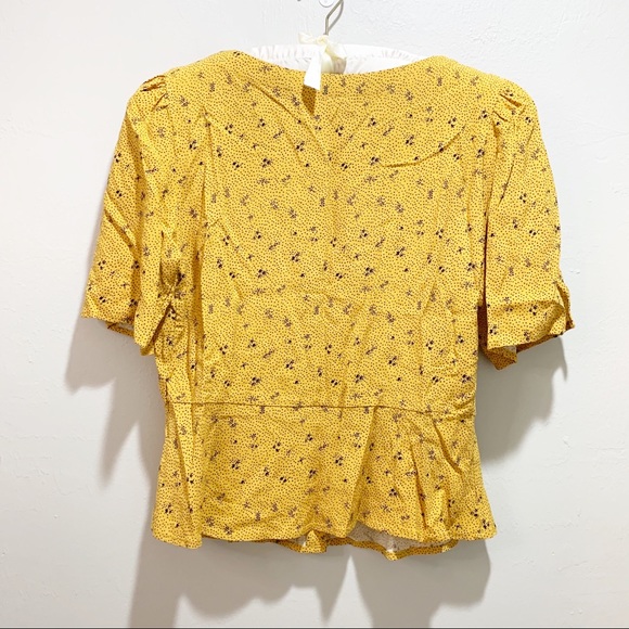 URBAN OUTFITTERS Mustard Yellow Floral KELSEY Top - Picture 6 of 7